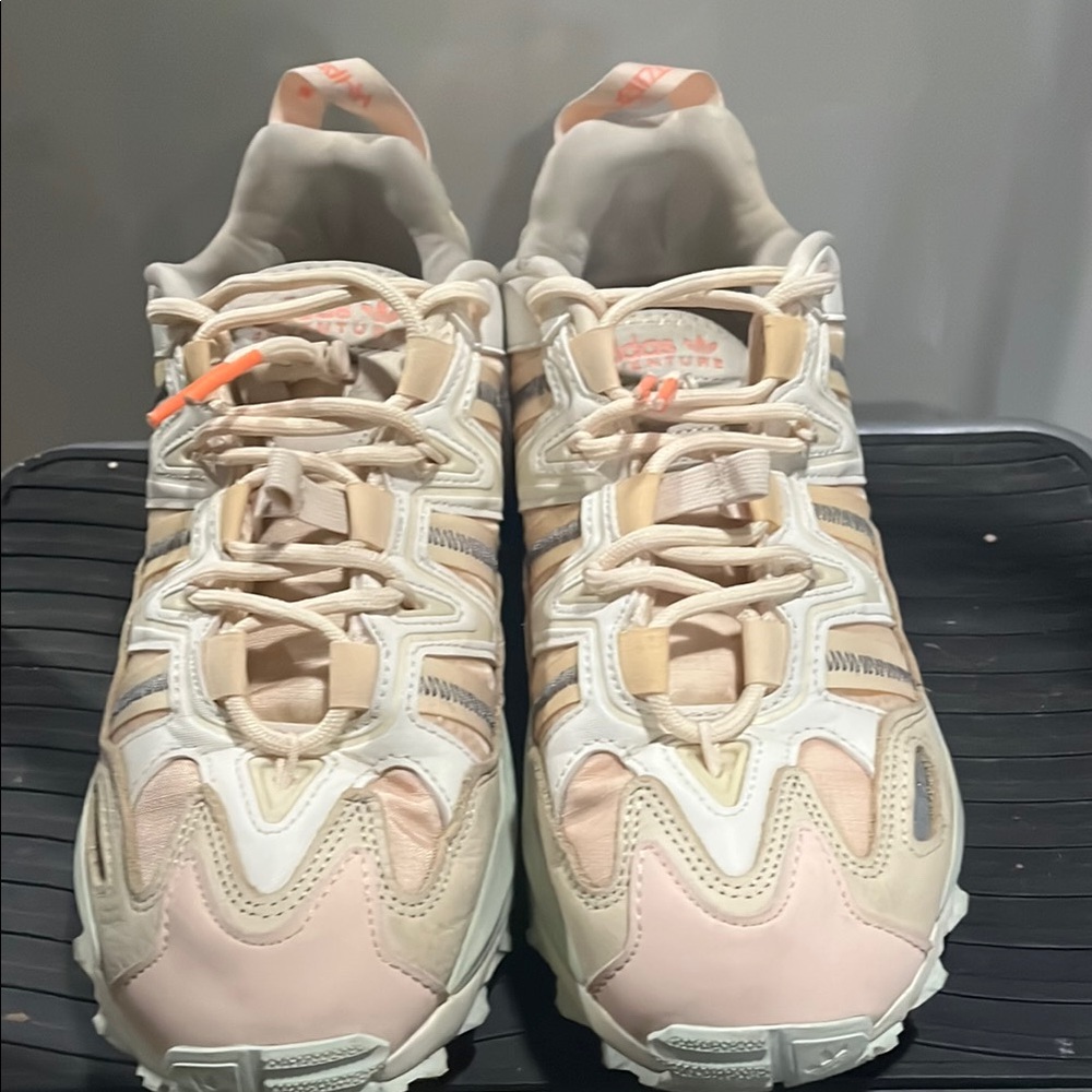 Trendy Beige and Pink Sneakers